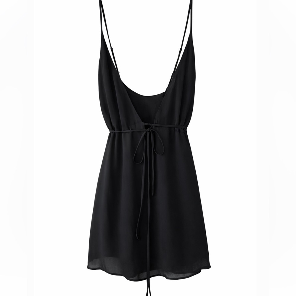 Reformation Black Sheer Front Tie Strappy Mini Dress